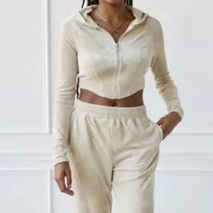 Urban Outfitters Out From Under Sydney velour soft corset zip up hoodie large
